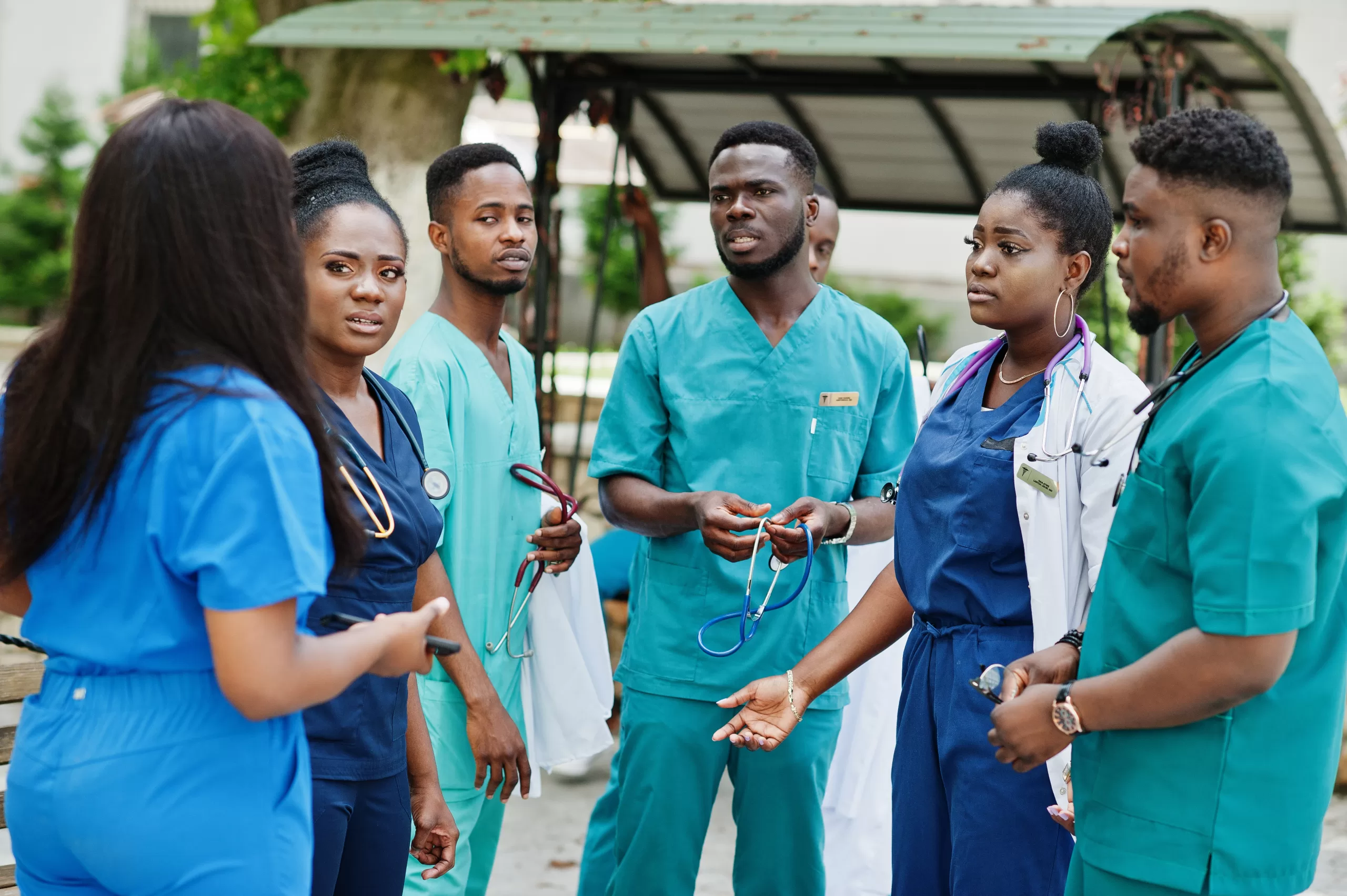 group african medical students posed outdoor scaled Leading Healthcare Consulting Across Zambia