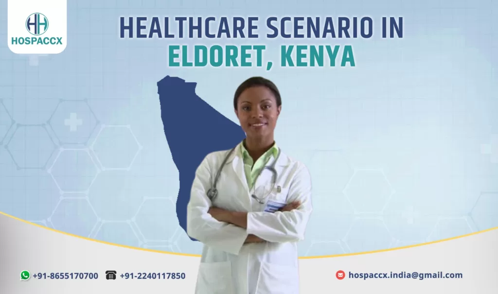 Modern hospital building in Eldoret, Kenya showcasing healthcare infrastructure