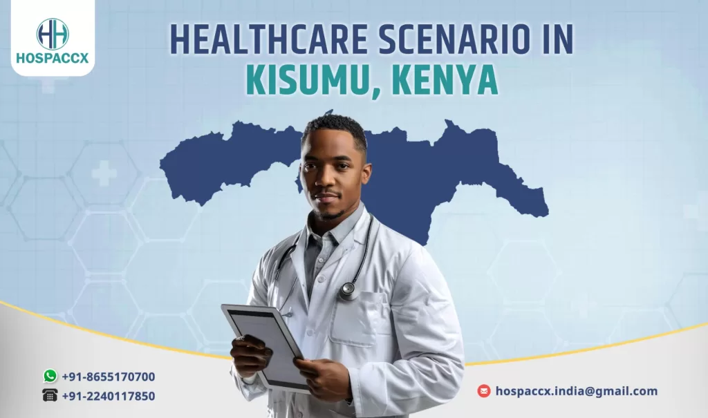 Modern hospital building in Kisumu, Kenya showcasing improved healthcare infrastructure