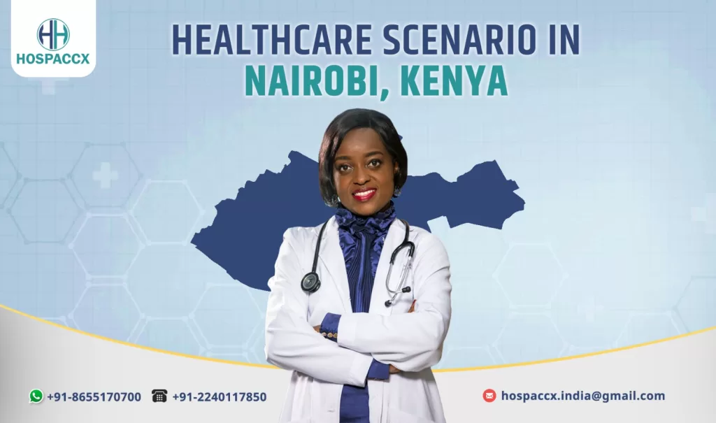 Modern private hospital building in Nairobi, Kenya