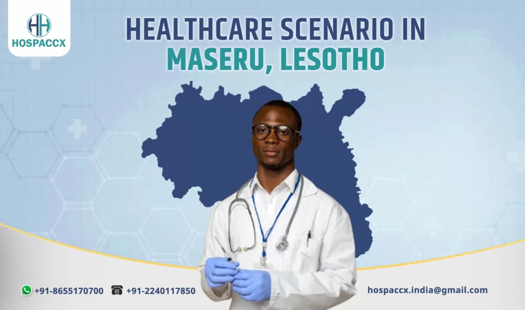 Aerial view of Maseru city highlighting major healthcare facilities