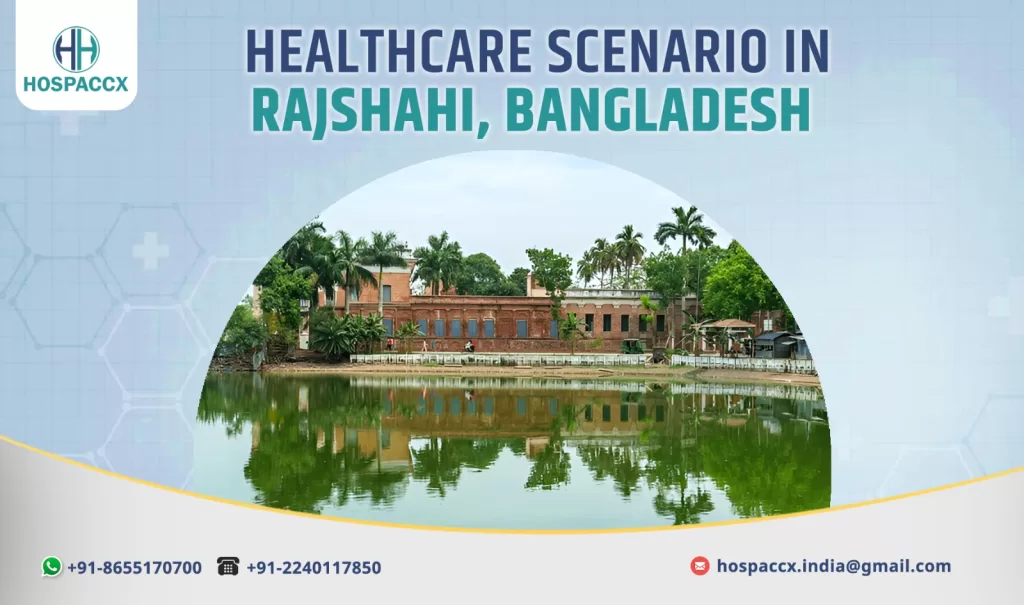 Infographic showing hospital bed capacity in Rajshahi, Bangladesh